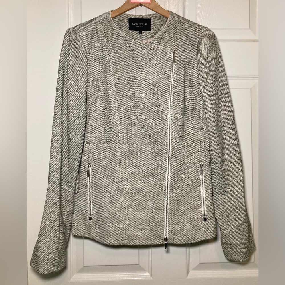 Lafayette 148 New York EUC Size 10 Lily Pad Multi Moto Jacket